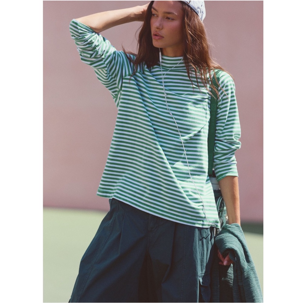 FIRM PRICE NWOT FP MOVEMENT BY FREE PEOPLE RESTORATION YARN DYE STRIPE LAYER